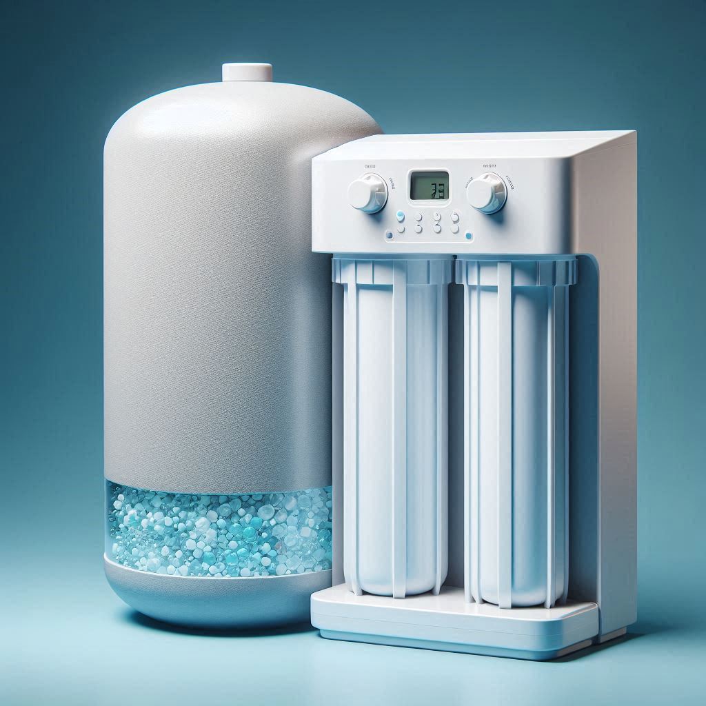 water conditioner and water softener side by side