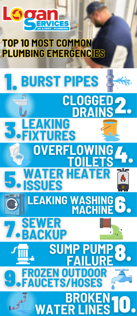 Most common plumbing emergencies infographic